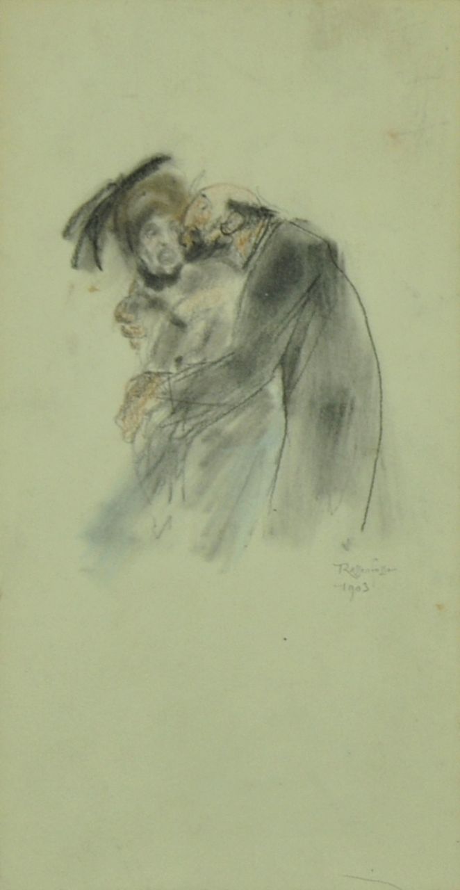 Rassenfosse A.L.  | André Louis 'Armand' Rassenfosse | Aquarelle und Zeichnungen zum Verkauf angeboten | Effusiuns tardives, Pastell auf Papier 25,3 x 13,0 cm, Unterzeichnet r.u. und datiert 1903