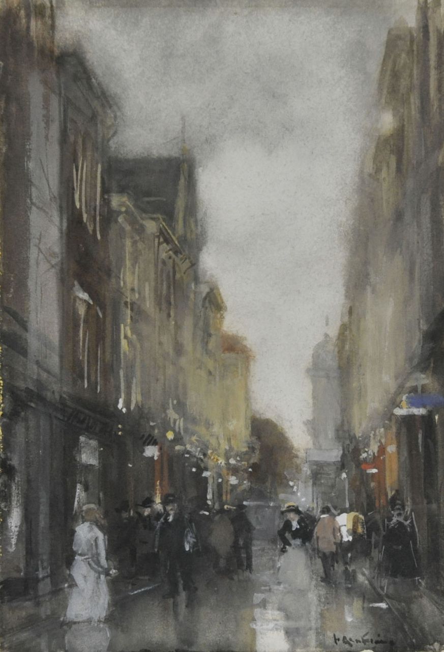 Arntzenius P.F.N.J.  | Pieter Florentius Nicolaas Jacobus 'Floris' Arntzenius, The Spuistraat, Aquarell auf Papier 25,8 x 17,9 cm, signed l.r.