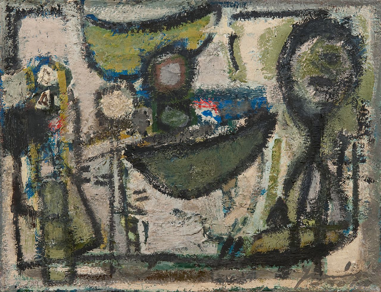 Nanninga J.  | Jacob 'Jaap' Nanninga | Gemälde zum Verkauf angeboten | Komposition, Öl auf Leinwand 35,2 x 45,3 cm, Unterzeichnet r.u. und datiert '50