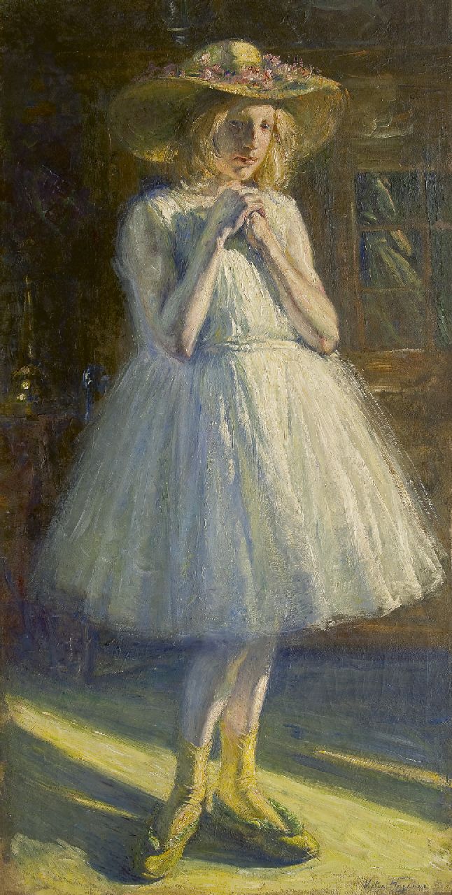 Victor Charles Hageman | Mädchen mit Hut, Öl auf Leinwand, 148,7 x 74,7 cm, Unterzeichnet r.u.