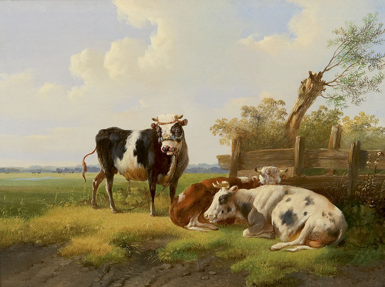 Verhoesen A.  | Albertus Verhoesen, Spring in the meadow, Öl auf Holz 20,9 x 28,7 cm, signed l.c.