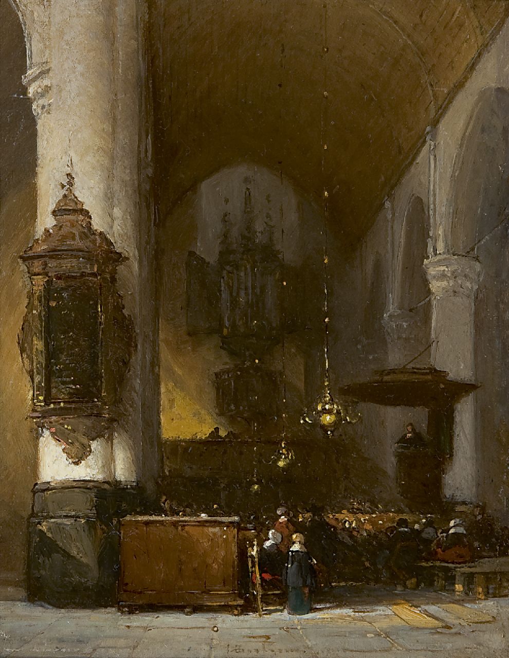 Bosboom J.  | Johannes Bosboom, A church interior, Öl auf Holz 18,5 x 14,5 cm, signed l.c.
