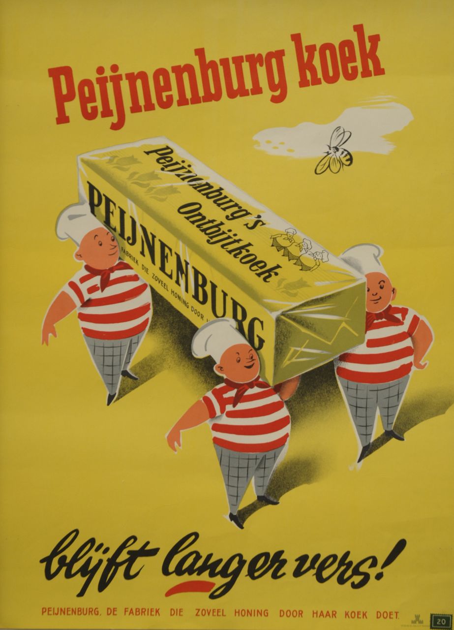 Onbekend   | Onbekend, poster Peijnenburg gingerbread, Farbsteindruck auf Poster 61,1 x 43,6 cm, to be dated ca. 1950