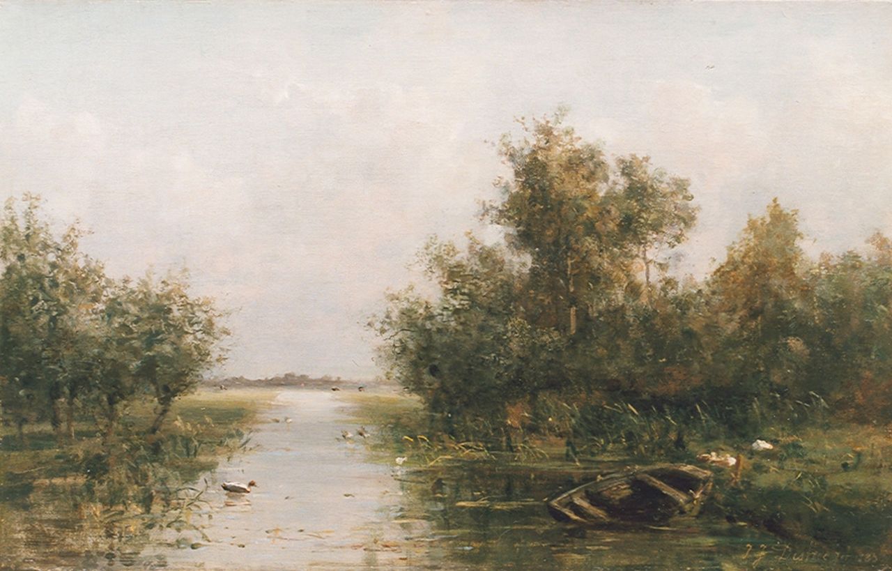 Destrée J.J.  | Johannes Josephus Destrée, A polder canal, Öl auf Leinwand 33,2 x 52,5 cm, signed l.r. und dated 1883