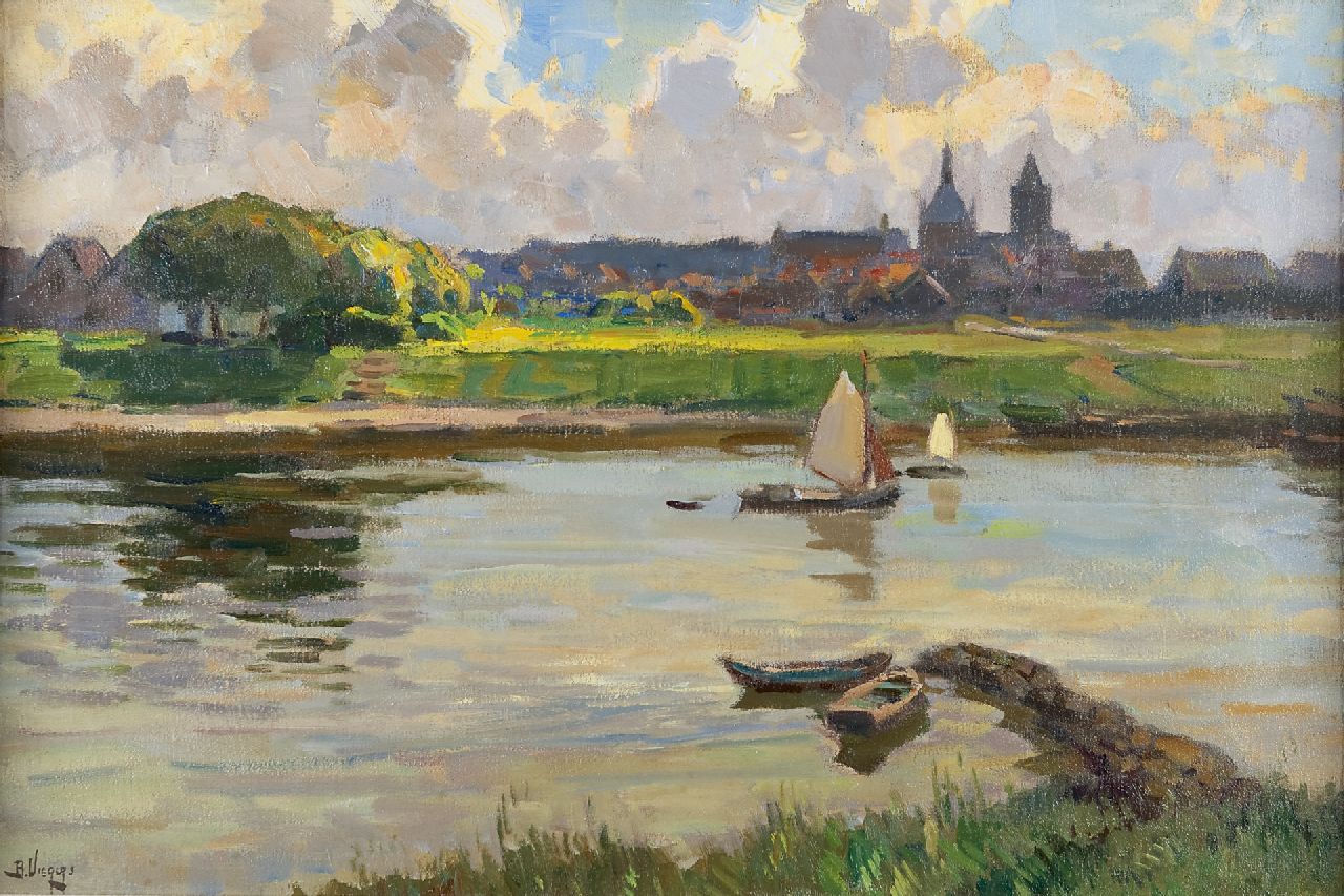 Viegers B.P.  | Bernardus Petrus 'Ben' Viegers, A view of Vianen, Öl auf Leinwand 40,3 x 60,2 cm, signed l.l. and on the reverse und painted 1929 on the reverse