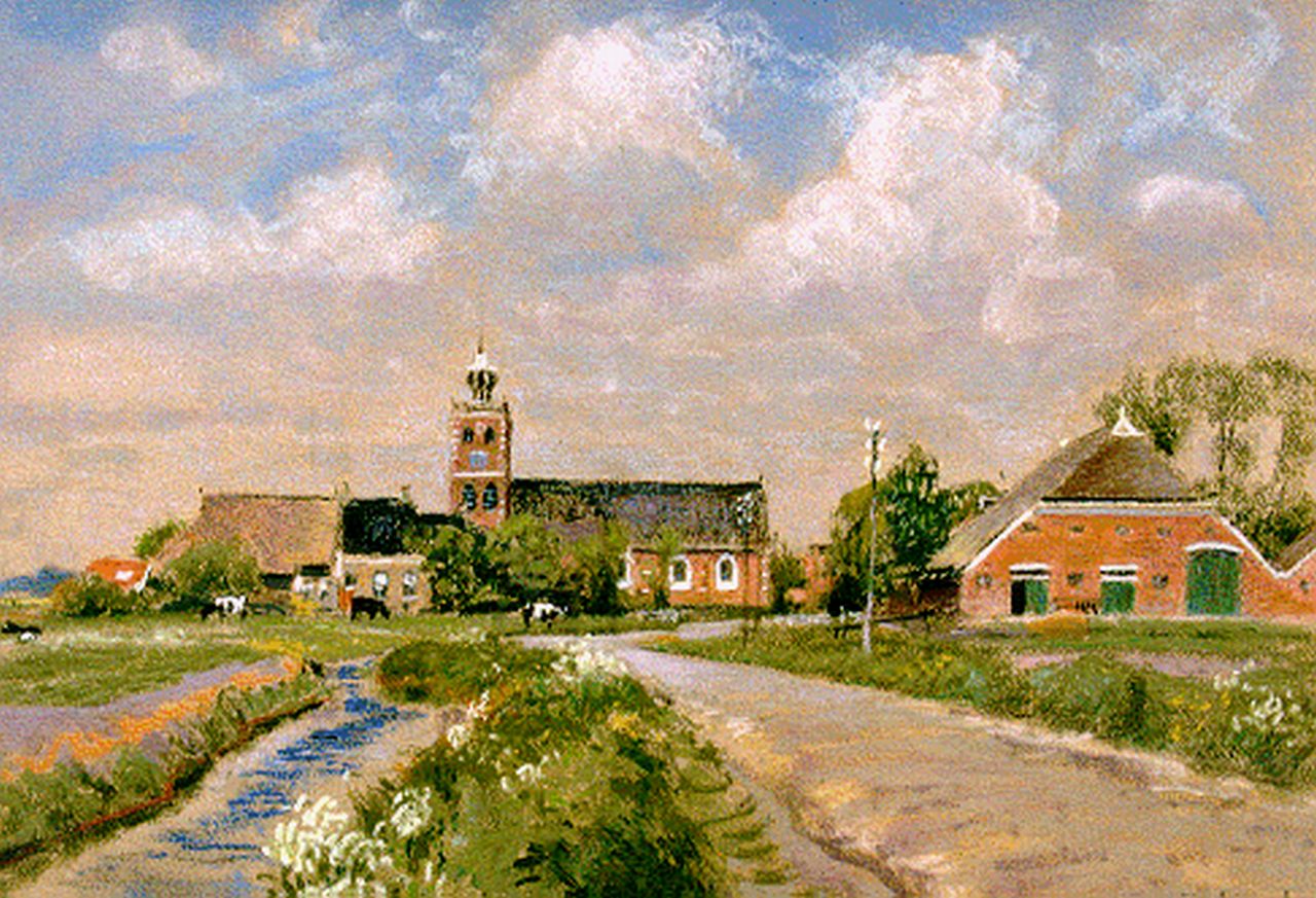 Altink J.  | Jan Altink, A view of Noordwolde, Pastell auf Papier 48,0 x 63,4 cm, Unterzeichnet r.u. und datiert '43