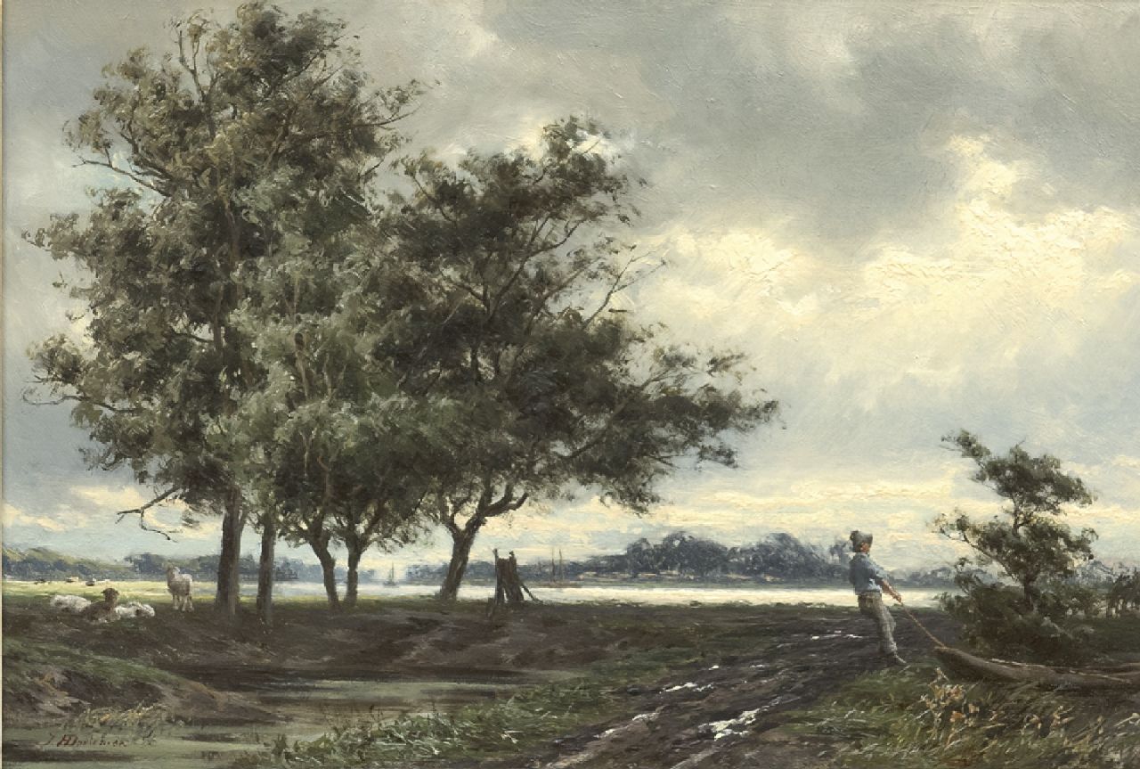 Doeleman J.H.  | Johan Hendrik Doeleman | Gemälde zum Verkauf angeboten | landschaft bei Utrecht, Öl auf Holz 21,0 x 30,0 cm, Unterzeichnet l.u.