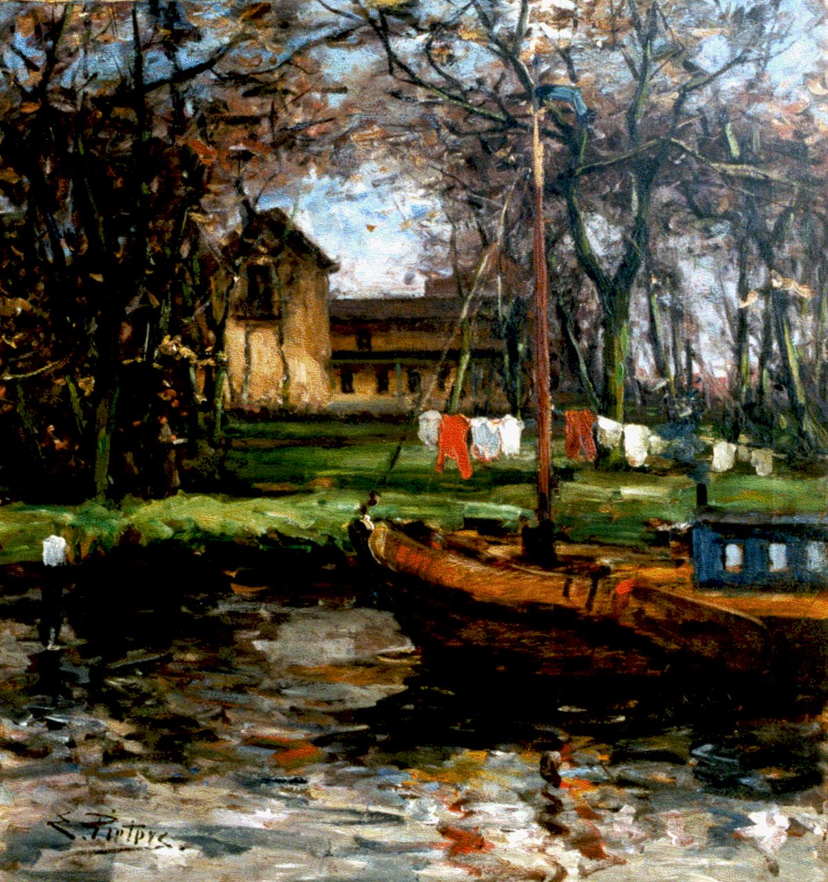 Pieters E.  | Evert Pieters, The Tolhuis along the river IJ, Öl auf Leinwand 76,8 x 70,6 cm, signed l.l.