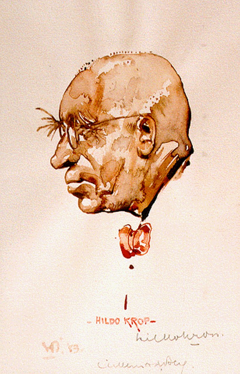 Berg W.H. van den | 'Willem' Hendrik van den Berg, A portrait of Hildo Krop, Aquarell auf Papier 18,5 x 12,0 cm, signed l.c. Berg W.H. van den | 'Willem' Hendrik van den Berg, A portrait of Hildo Krop, Aquarell auf Papier 18,5 x 12,0 cm, signed l.c.