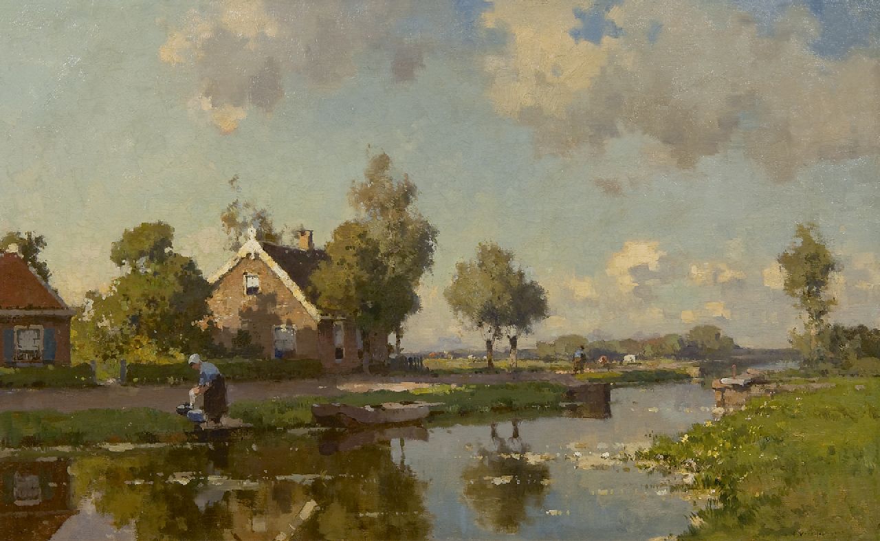 Vreedenburgh C.  | Cornelis Vreedenburgh | Gemälde zum Verkauf angeboten | Am Polderkanal, Öl auf Leinwand 47,5 x 76,0 cm, Unterzeichnet r.u.