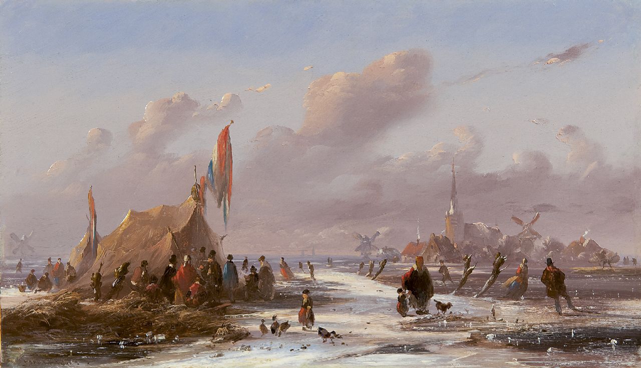 Tavenraat J.  | Johannes Tavenraat, Winter landscape, Öl auf Holz 20,2 x 34,8 cm, signed l.l.