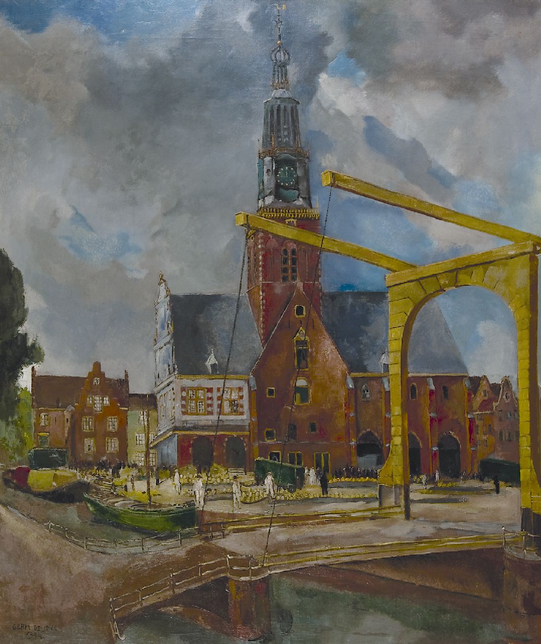 Jong G. de | Gerben 'Germ' de Jong, Der 'Kaasmarkt' (Käsemarkt), Alkmaar, Öl auf Leinwand 117,0 x 99,3 cm, Unterzeichnet l.u. und datiert 1944