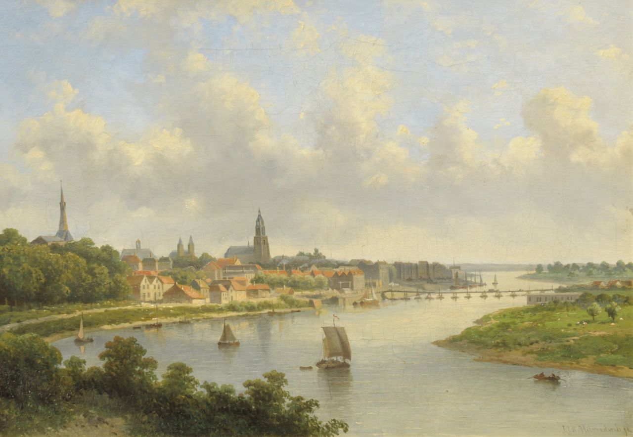 Hilverdink J.J.A.  | Johannes Jacobus Antonius Hilverdink, View of Arnhem, Öl auf Leinwand 36,0 x 50,5 cm, signed l.r.