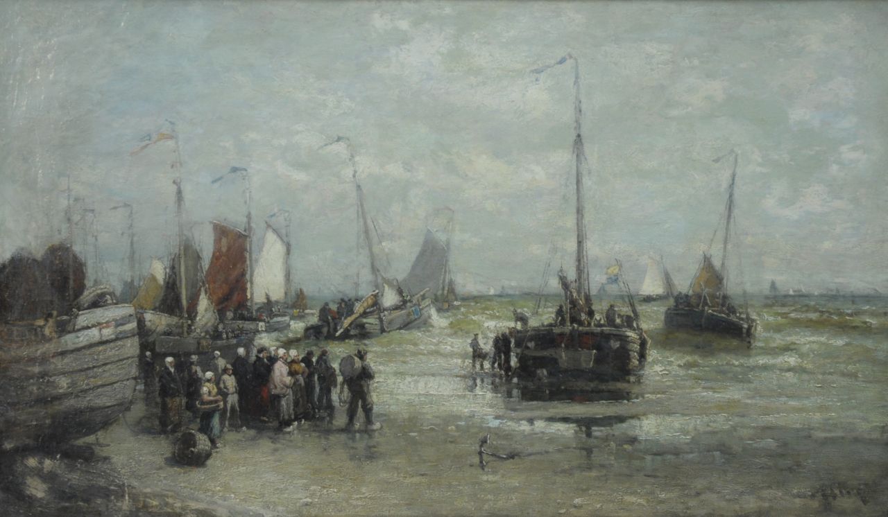 Chase H.  | Harry Chase, Herring boats preparing, Öl auf Leinwand 66,5 x 112,5 cm, signed l.r.