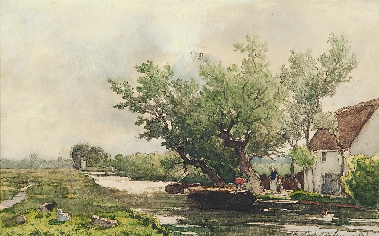 Weissenbruch H.J.  | Hendrik Johannes 'J.H.' Weissenbruch | Aquarelle und Zeichnungen zum Verkauf angeboten | Wasserweg beim Benoordenhoutseweg, Haag, Aquarell auf Papier 17,6 x 28,1 cm, Unterzeichnet u.r.