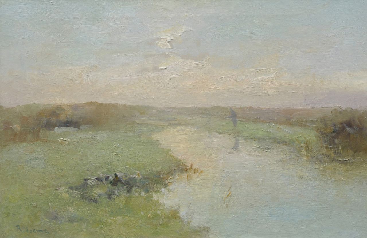 Ritsema J.C.  | 'Jacob' Coenraad Ritsema, A fisherman in a polder landscape, Öl auf Leinwand 40,5 x 60,6 cm, signed l.l. und verkocht