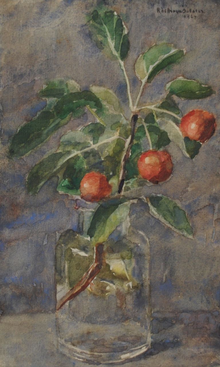 Rudolf de Bruyn Ouboter | A cherry branch, Aquarell auf Papier, 22,8 x 13,8 cm, signed u.r. und dated 1967