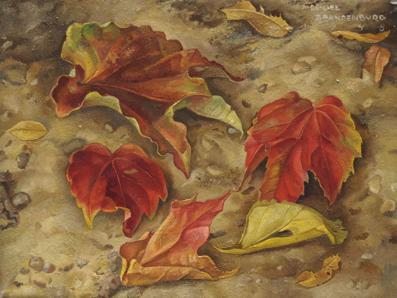 Brandenburg M.  | Machiel Brandenburg, Autumn leaves, Öl auf Leinwand 18,6 x 24,3 cm, signed u.r. und dated 1948