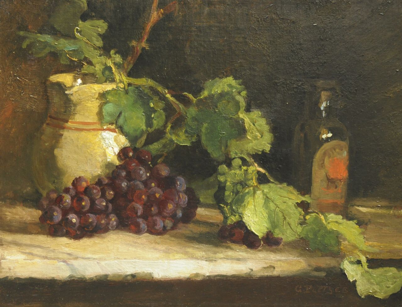 George Pletser | A still life with grapes, Öl auf Leinwand, 42,5 x 55,5 cm, signed l.r.