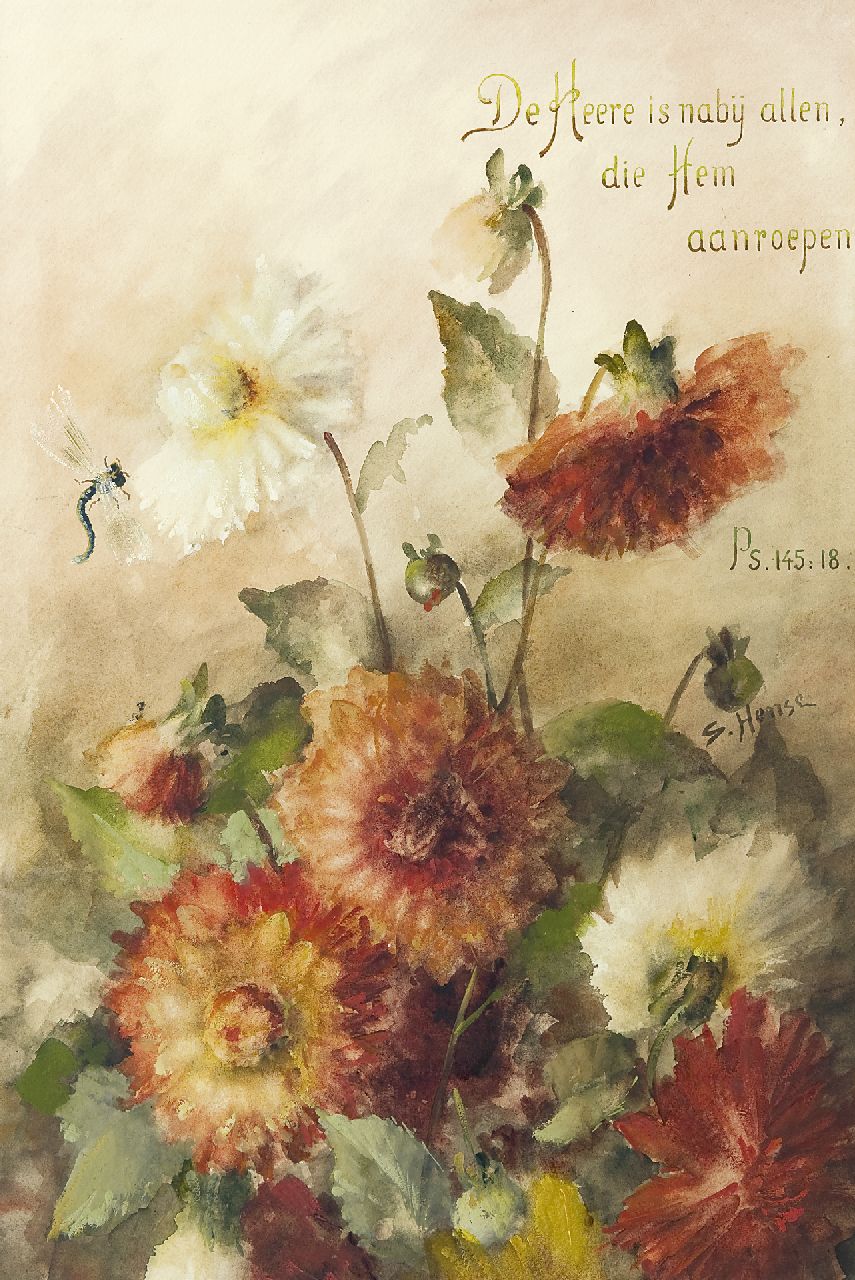 Hense S.  | Sara Hense, Herbstblumen, Aquarell auf Papier 52,6 x 34,9 cm, Unterzeichnet M.r.