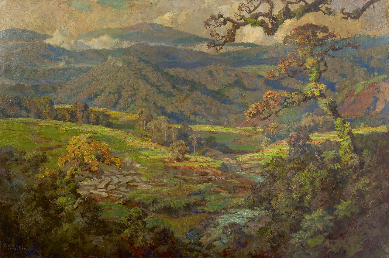 Dezentjé E.  | Ernest Dezentjé, Landscape in Indonesia, Öl auf Leinwand 103,0 x 150,3 cm, signed l.l. und dated '48