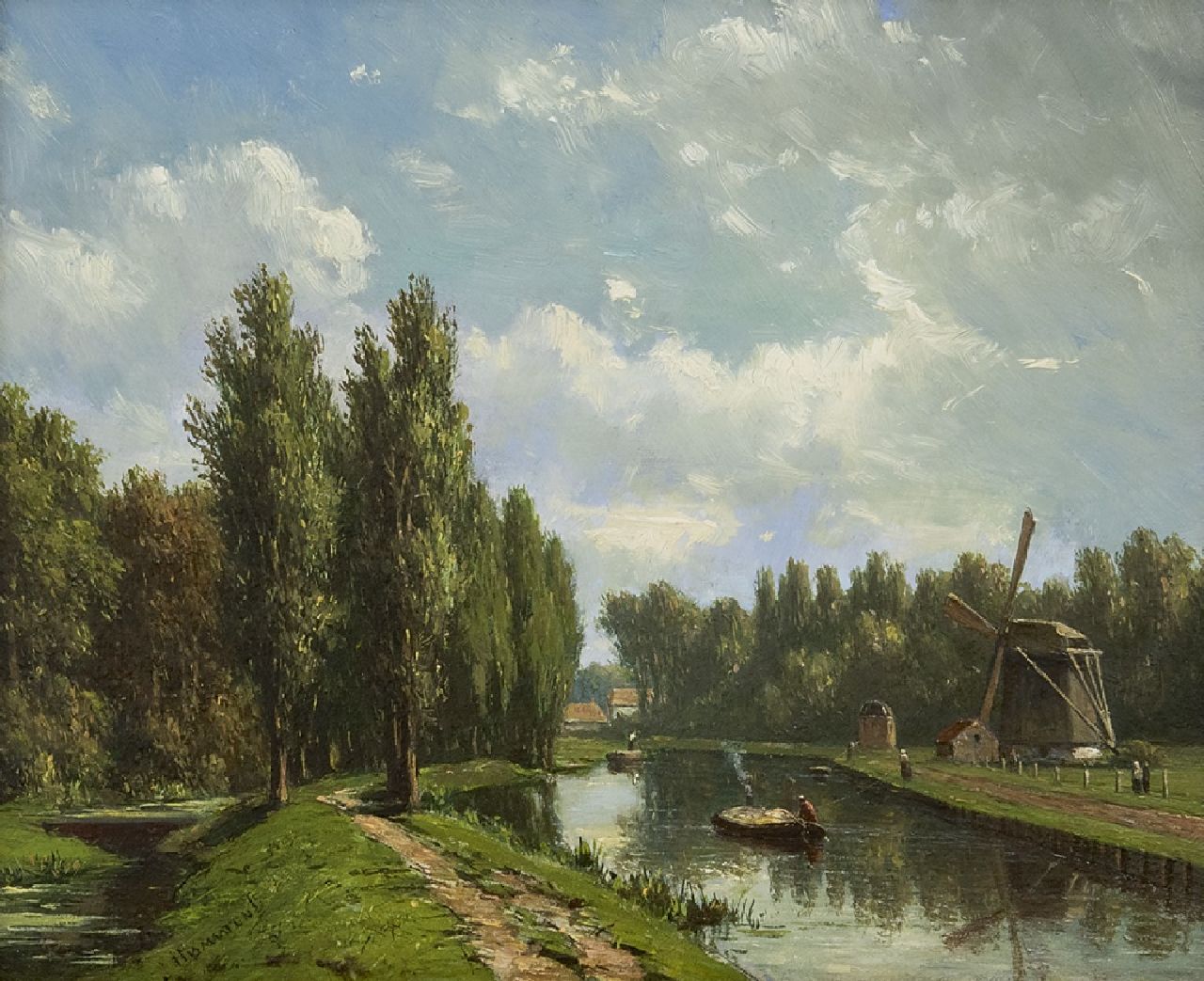 Jacob Jan van der Maaten | Die Vliet bei Voorburg, Öl auf Holz, 16,1 x 20,0 cm, Unterzeichnet l.u.