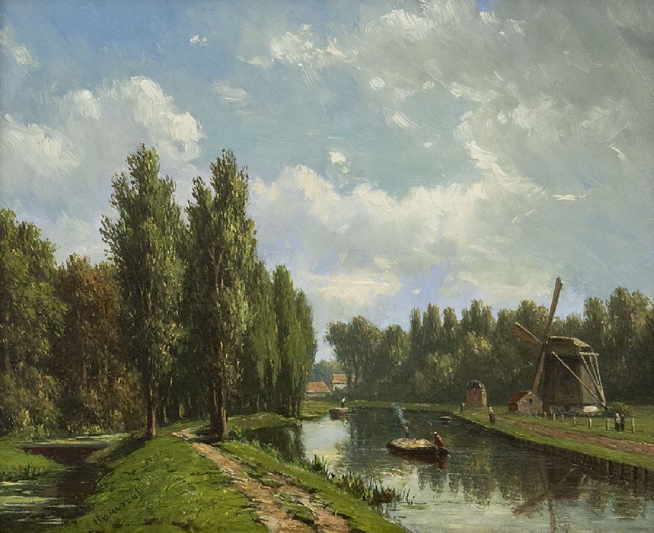 Maaten J.J. van der | Jacob Jan van der Maaten | Gemälde zum Verkauf angeboten | Die Vliet bei Voorburg, Öl auf Holz 16,1 x 20,0 cm, Unterzeichnet l.u.