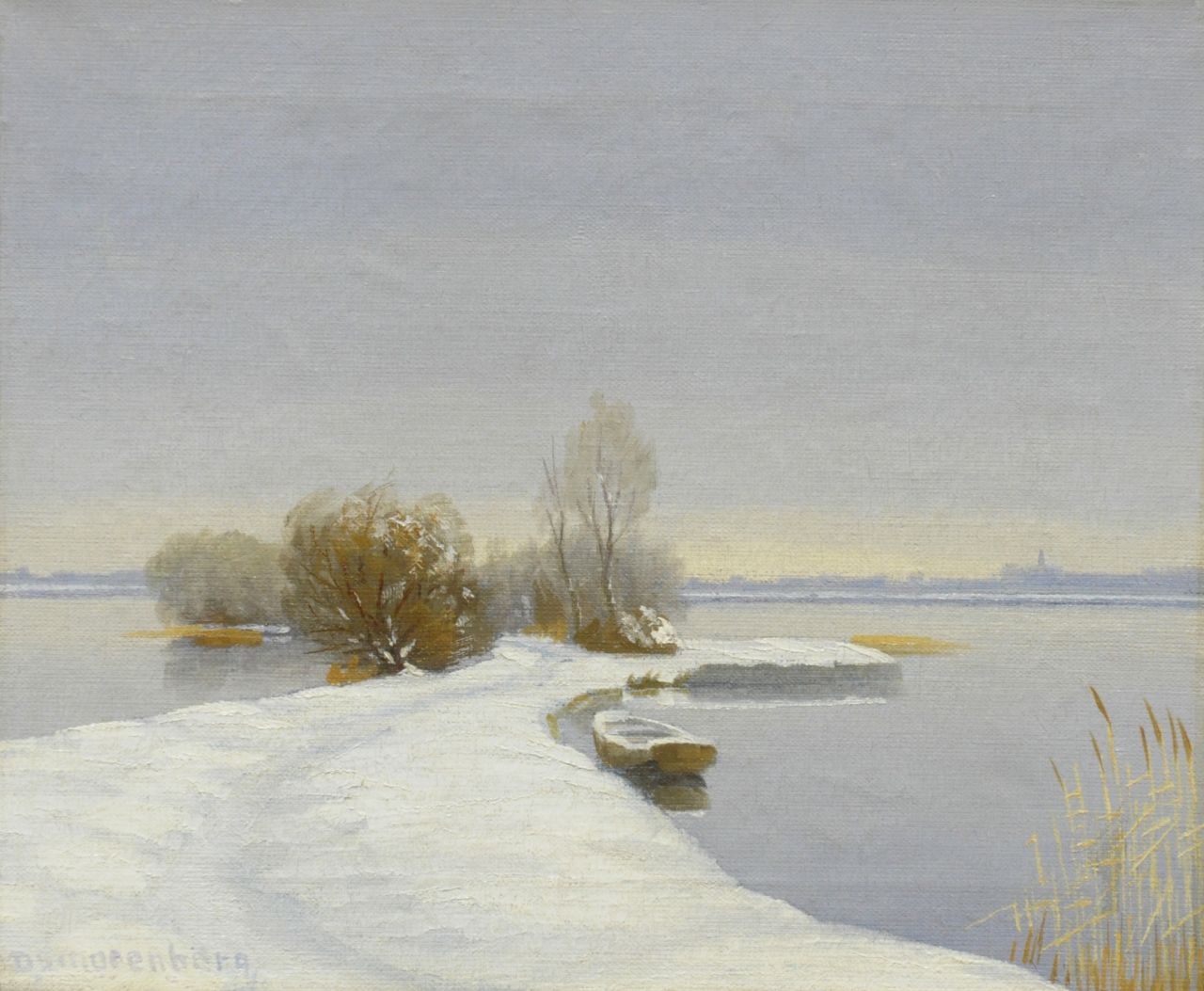 Smorenberg D.  | Dirk Smorenberg, A winter landscape near Loosdrecht, Öl auf Leinwand 25,2 x 30,0 cm, signed l.l.