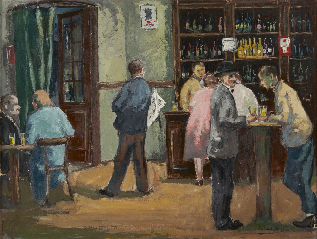 Bloos R.W.  | 'Richard' Willi Bloos, Bar in Montmartre, Öl auf Papier 32,0 x 42,0 cm, signed l.r.