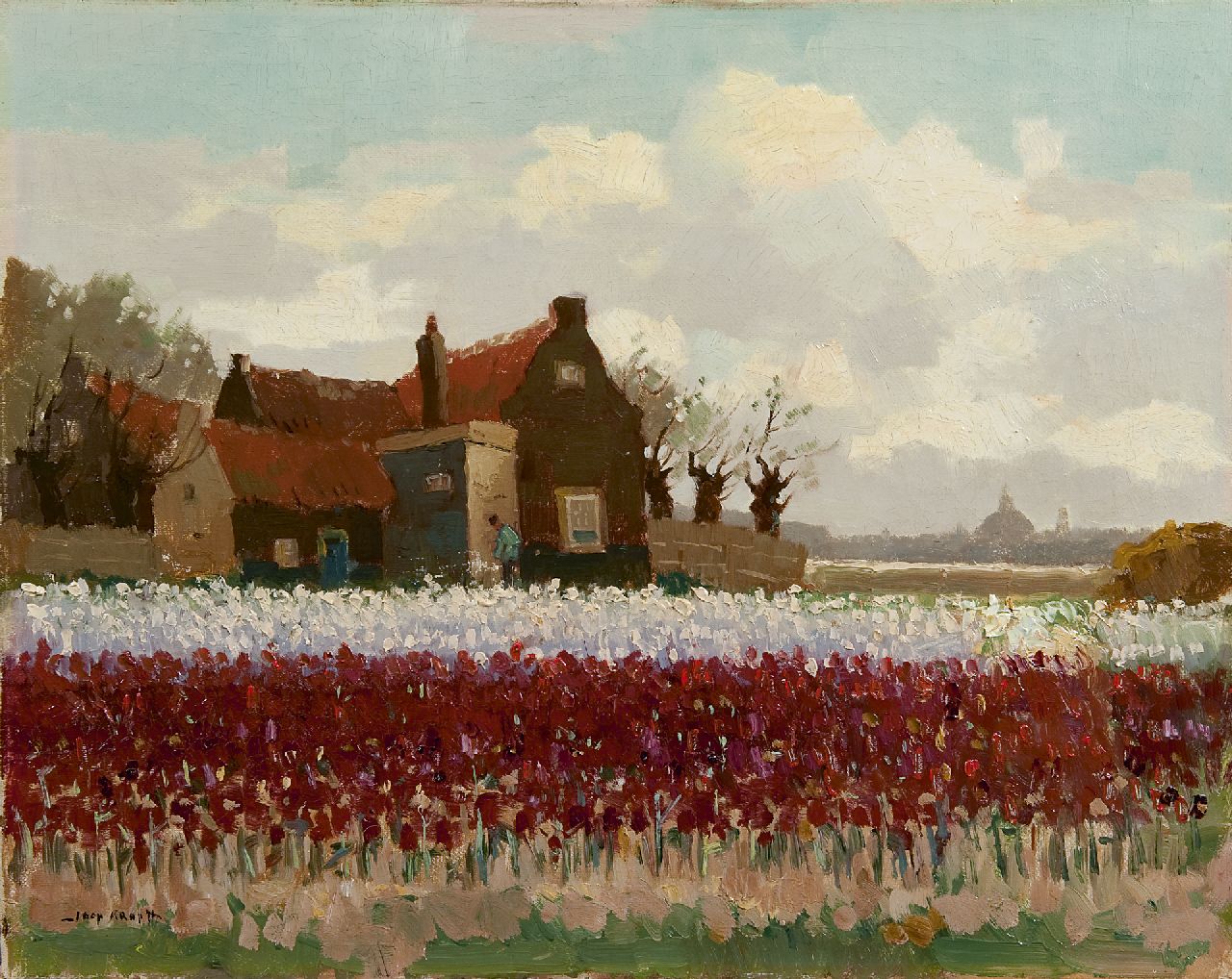 Kropff J.  | Johan 'Joop' Kropff, Bulb fields near Haarlem, Öl auf Leinwand 40,6 x 50,8 cm, signed l.l.