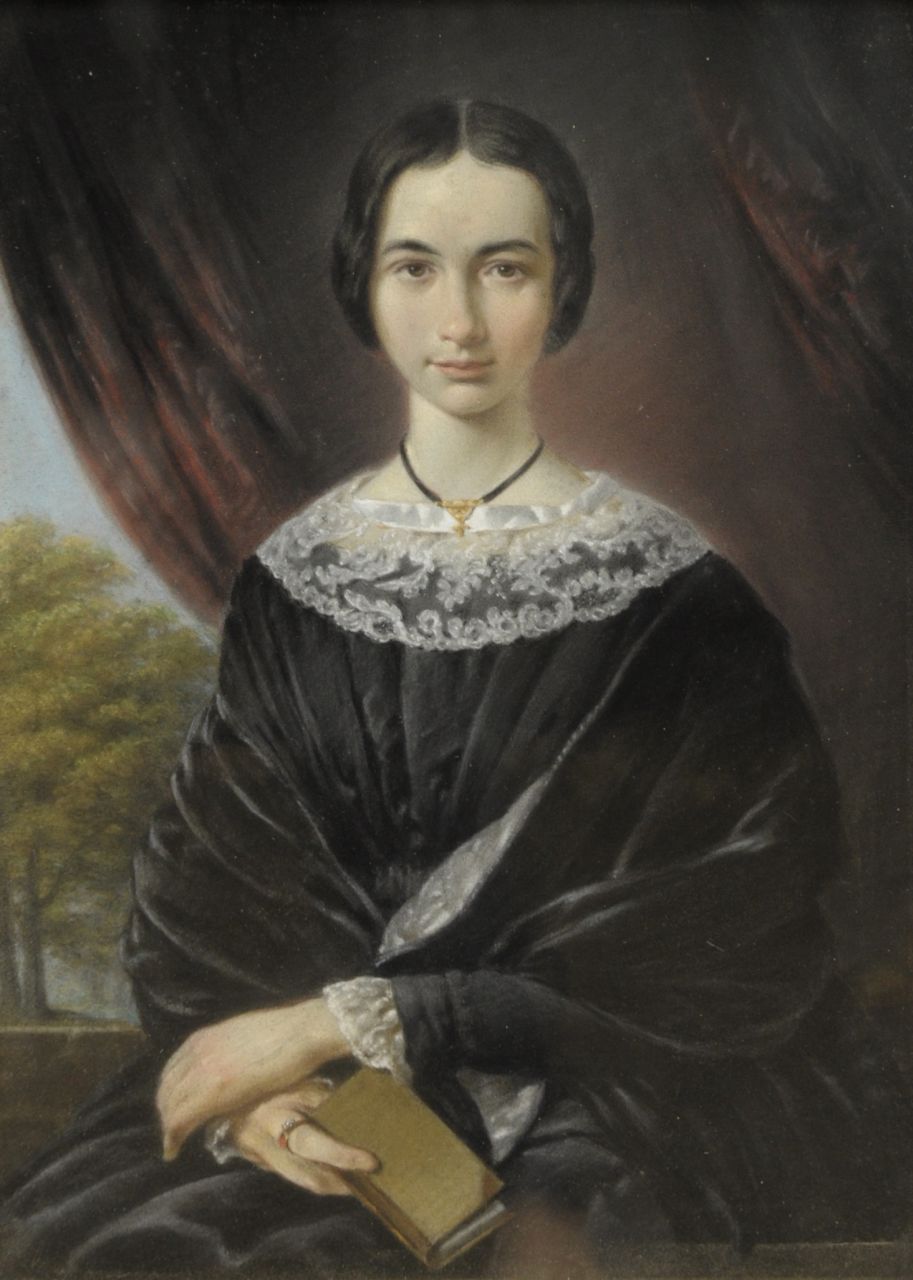 Daiwaille J.A.  | Jean Augustin Daiwaille, Portrait of a young lady, Pastell auf Papier 35,7 x 25,9 cm