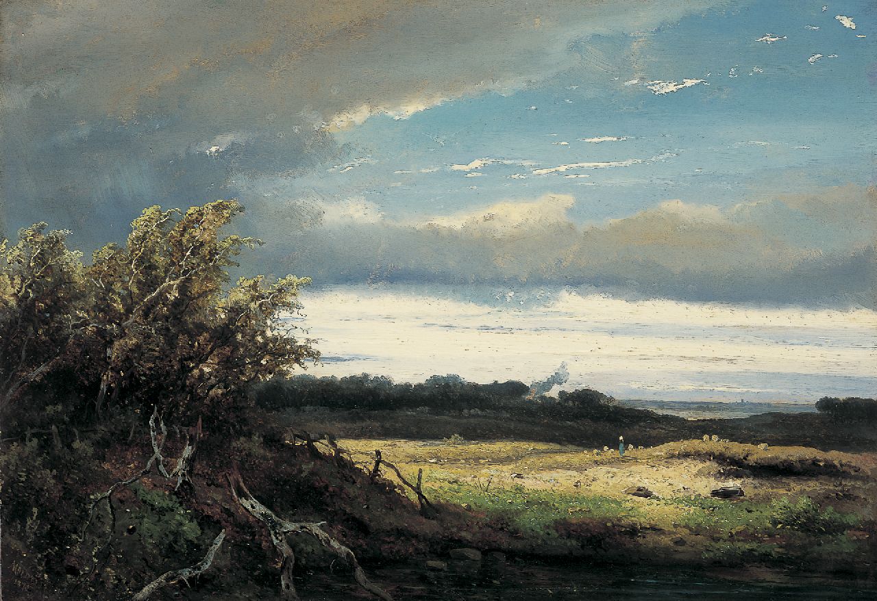Meiners C.H.  | Claas Hendrik Meiners, Gelderland landscape, Öl auf Holz 34,7 x 50,2 cm, signed l.l. und dated 1872