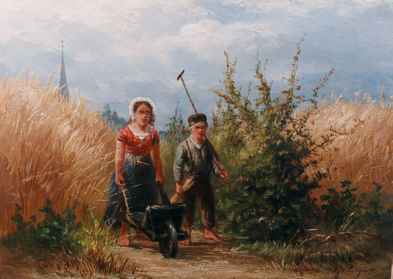 Prooijen A.J. van | Albert Jurardus van Prooijen, Homeward bound, Öl auf Holz 14,3 x 19,8 cm, signed l.r.