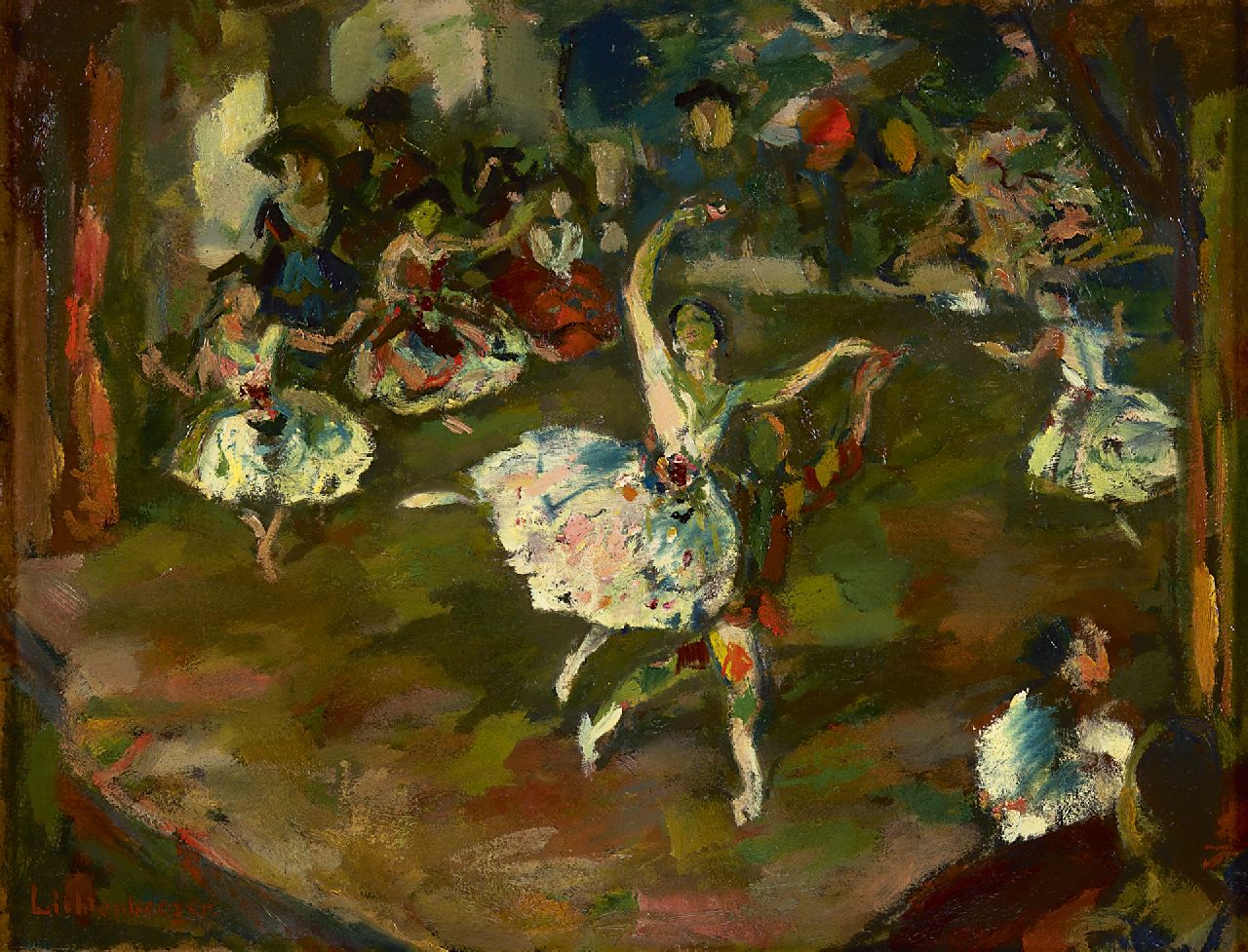 Lichtenberger H.R.  | Hans Reinhold Lichtenberger, Die Ballettaufführung, Öl auf Holzfaser 41,2 x 53,5 cm, Unterzeichnet l.u.