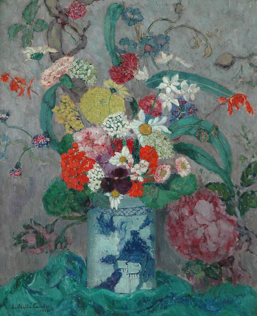 Cambier J.Z.  | 'Juliette' Ziane Cambier, A still life of flowers, Öl auf Leinwand 61,5 x 50,5 cm, signed l.l. und datd 1933