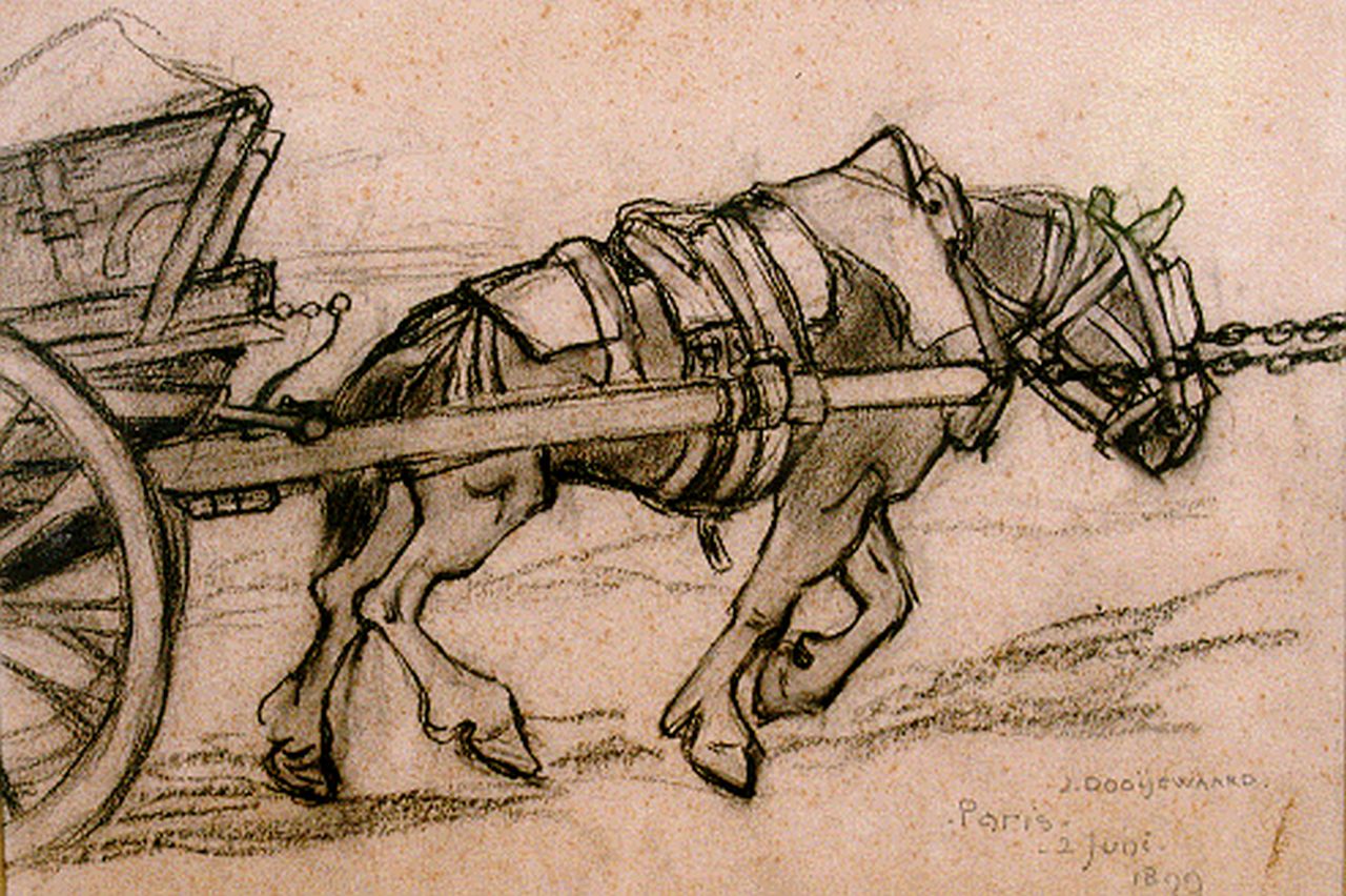 Dooijewaard J.  | Jacob 'Jaap' Dooijewaard, Draft horse, Kreide auf Papier 21,0 x 30,0 cm, signed l.r. und dated 1899
