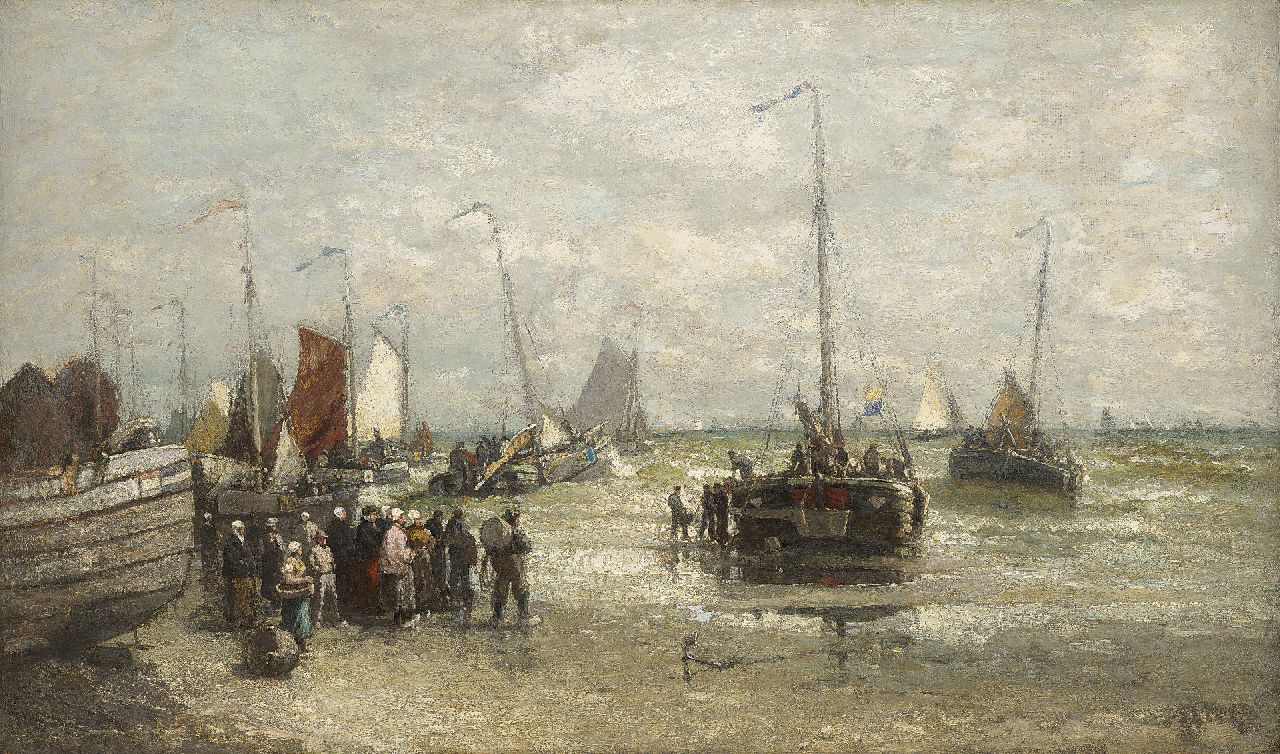 Harry Chase | Herring boats preparing, Öl auf Leinwand, 66,5 x 112,5 cm, signed l.r.