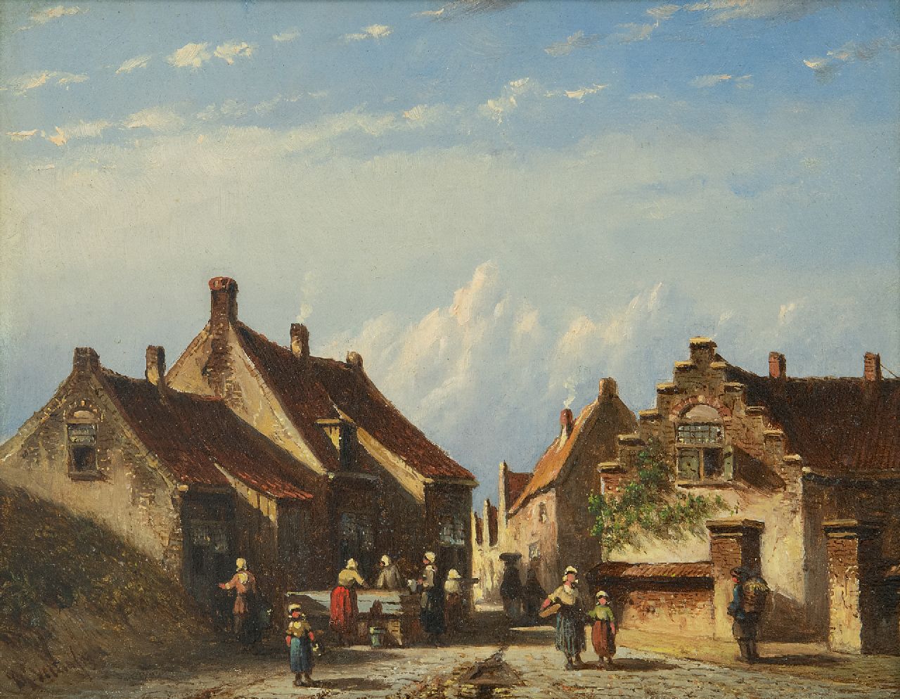 Vertin P.G.  | Petrus Gerardus Vertin | Gemälde zum Verkauf angeboten | Sommerliches Dorf in den Dünen, Öl auf Holz 14,8 x 18,8 cm, Unterzeichnet l.u. und datiert '59