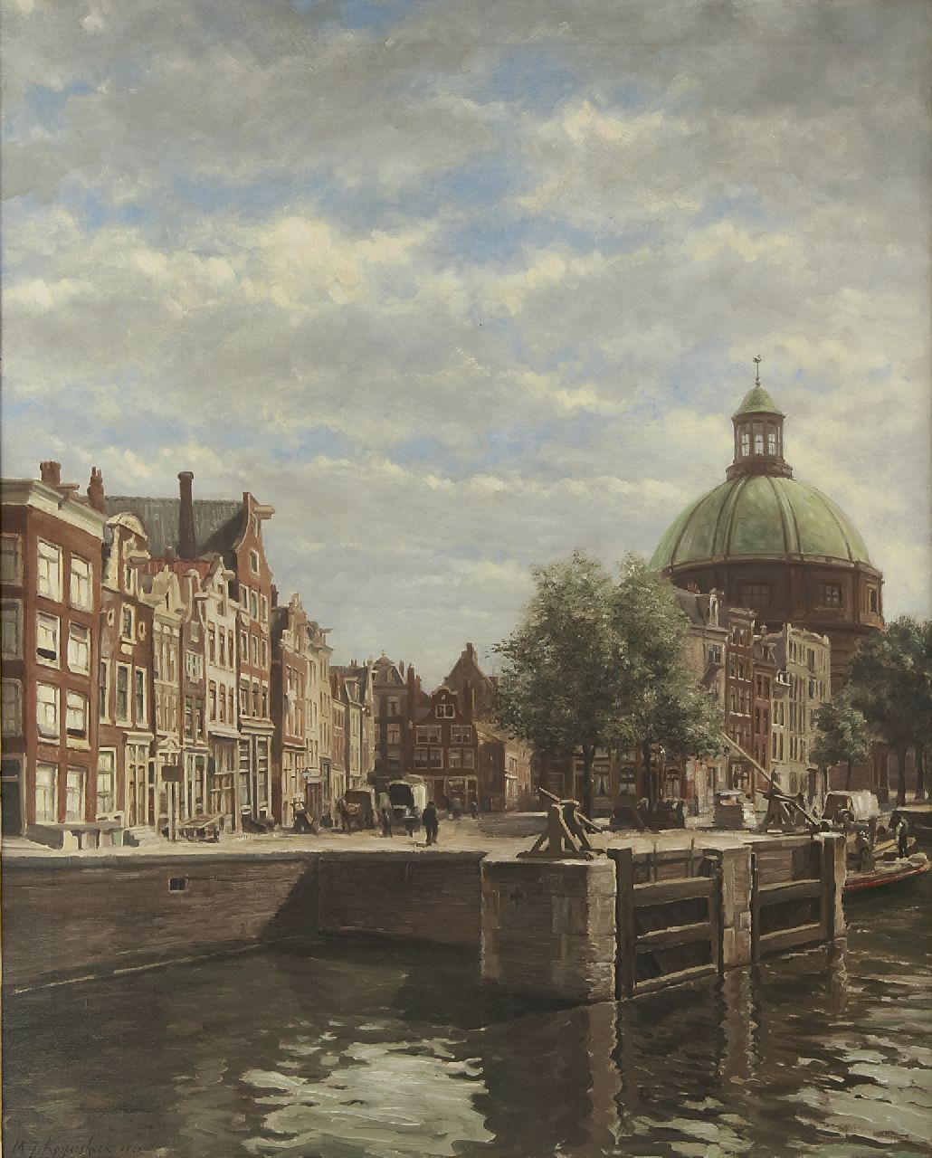 Korpershoek M.J.  | Martinus Johannes Korpershoek, The Haarlemmersluis, Amsterdam, Öl auf Leinwand 100,2 x 80,0 cm, signed l.l. und dated 1922