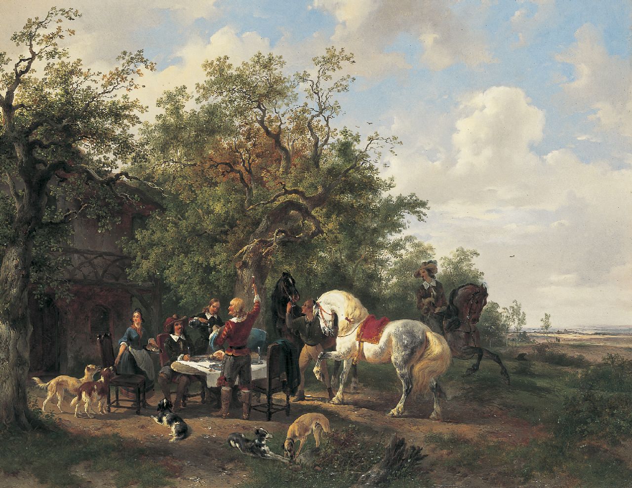 Verschuur W.  | Wouterus Verschuur, An elegant company in a landscape, Öl auf Leinwand 57,5 x 73,5 cm, signed l.r. und painted between 1838-1840