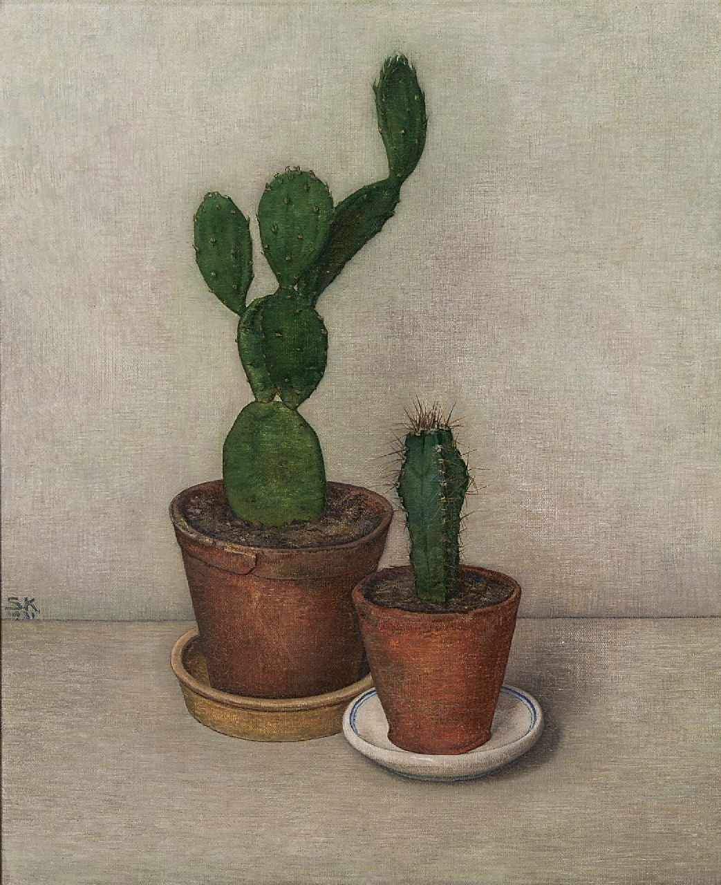Kneppelhout S.E.  | Suzanna Elisabeth Kneppelhout, Two cactus, Öl auf Leinwand 37,3 x 30,3 cm, signed m.l. with initials und dated 1931