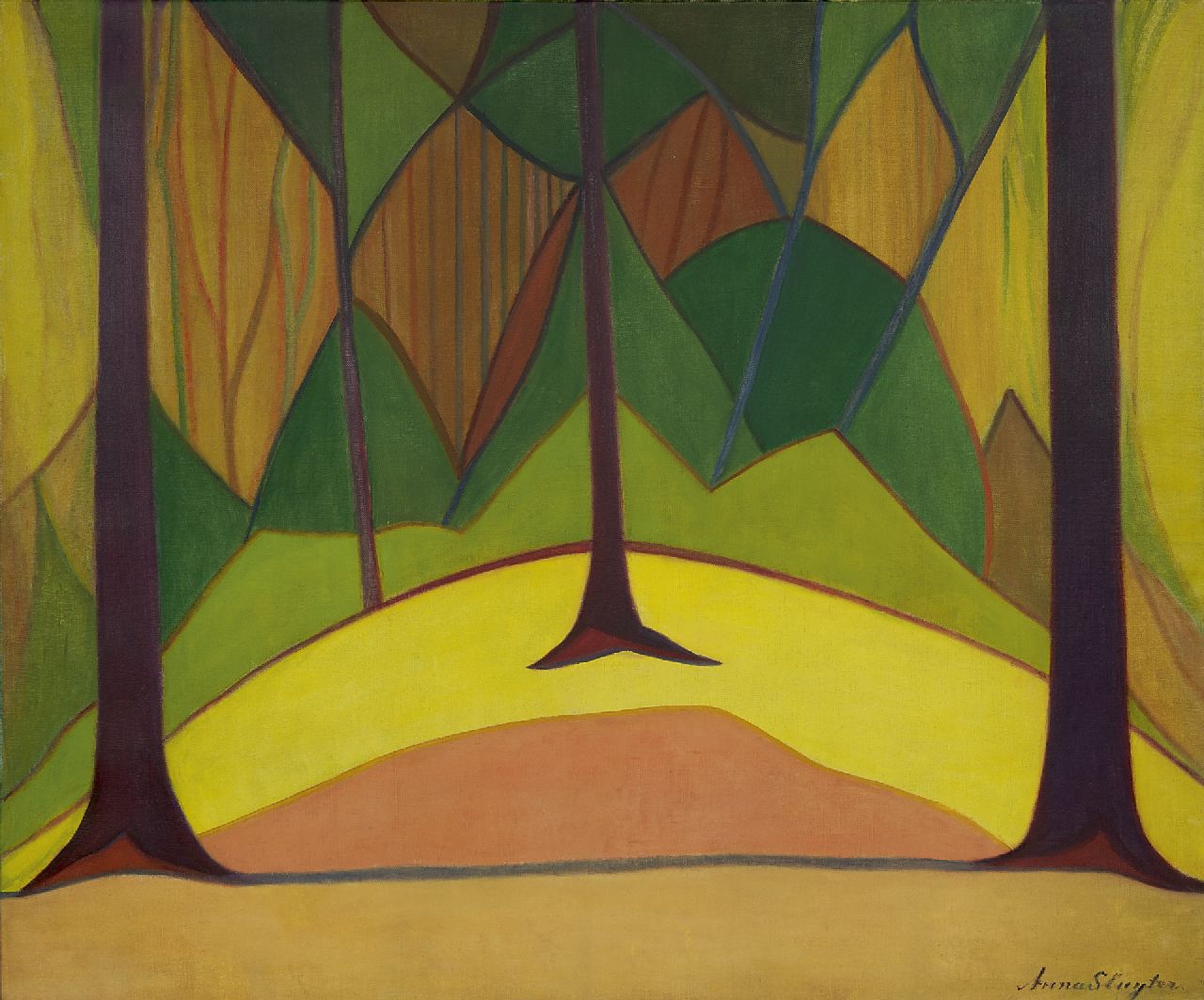 Sluijter J.J.H.  | Johanna Jozina Helena 'Anna' Sluijter, Der Wald, Öl auf Leinwand 79,1 x 95,5 cm, Unterzeichnet r.u. und zu datieren um  1914