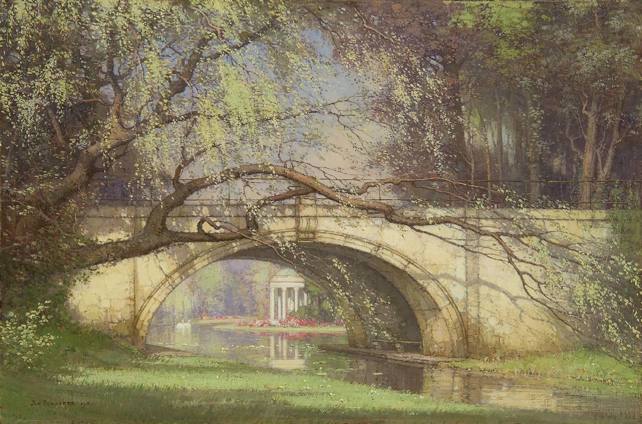 Bogaerts J.J.M.  | Johannes Jacobus Maria 'Jan' Bogaerts, Bridge in the garden of Versailles, Öl auf Leinwand 40,3 x 60,3 cm, signed l.l. und dated 1915