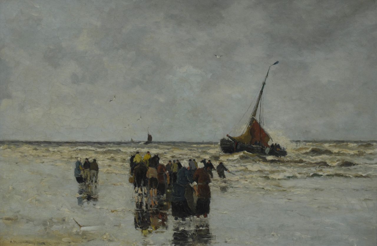Munthe G.A.L.  | Gerhard Arij Ludwig 'Morgenstjerne' Munthe, Fisherfolk waiting on the beach, Öl auf Leinwand 61,1 x 92,0 cm, signed l.l. und dated 1926
