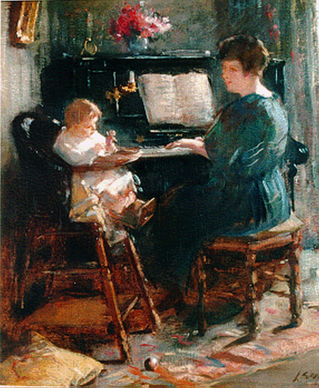 Garf S.  | Salomon Garf, Playing the piano, Öl auf Leinwand 58,3 x 50,5 cm, signed l.r.