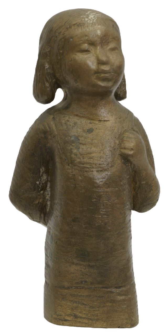 Kluth K.  | Karl Kluth, Selbstbewusstes Mädchen, Bronze 19,0 x 9,1 cm, Unterzeichnet auf der Rückseite
