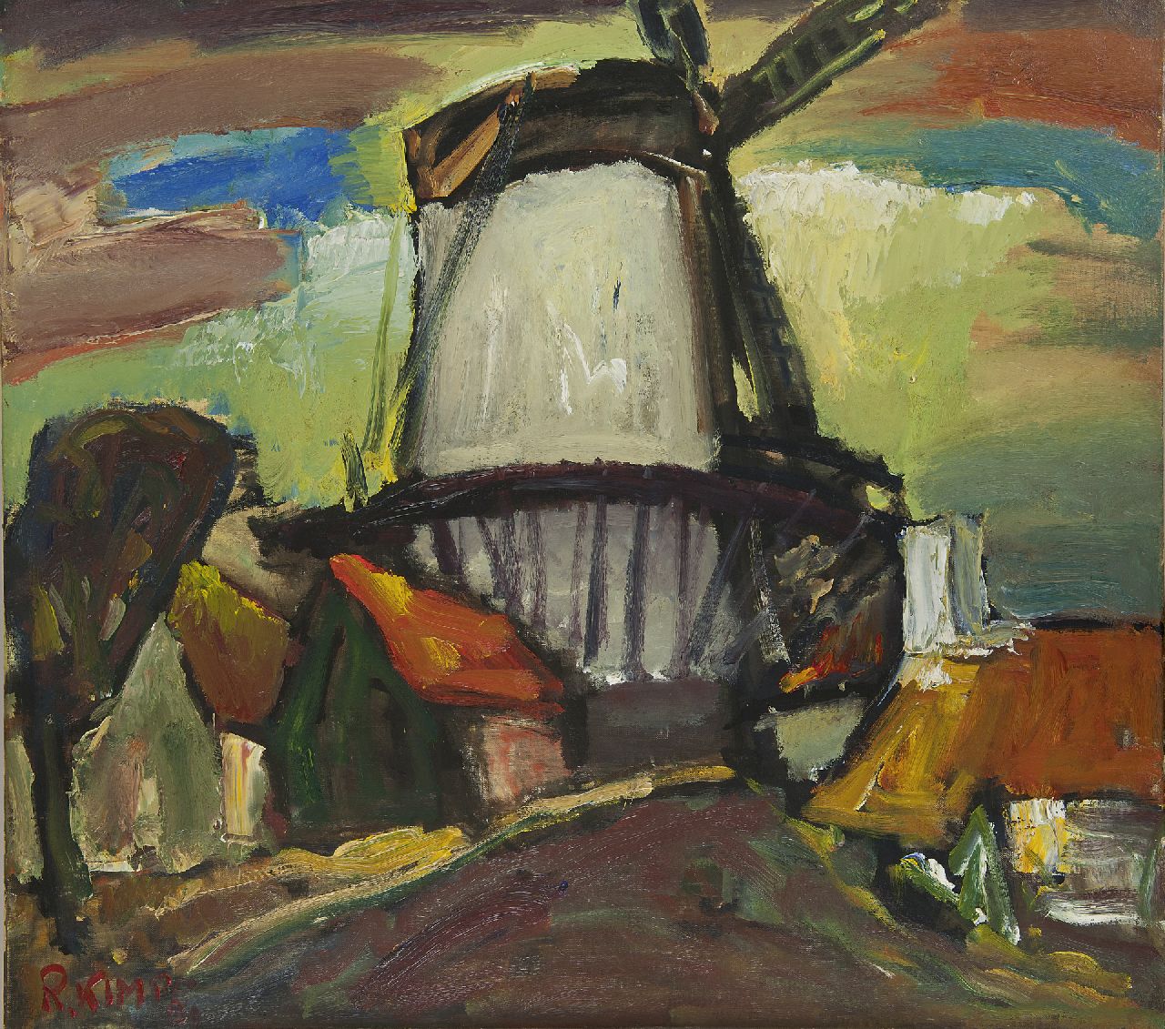 Kimpe R.J.P.  | Raymundus Josephus Petrus 'Reimond' Kimpe, Windmill 'De Hoop' in Middelburg, Öl auf Leinwand 80,3 x 90,5 cm, signed l.l. und dated '31
