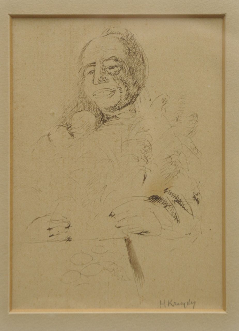 Kruyder H.J.  | 'Herman' Justus Kruyder, A portrait of the collectioneur P.A. Regnault, Feder und Tinte auf Papier 11,0 x 14,5 cm, signed l.r. und executed ca. 1932