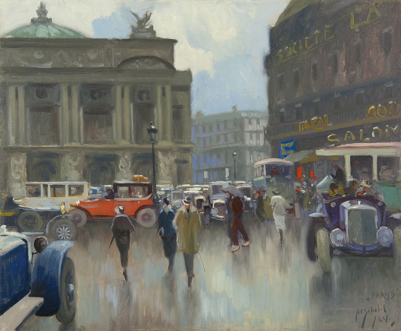 Schotel A.P.  | Anthonie Pieter Schotel, Pariser Stadtansicht mit der Opéra Garnier, Öl auf Leinwand 46,2 x 56,3 cm, Unterzeichnet r.u. und datiert 'Parijs '24'
