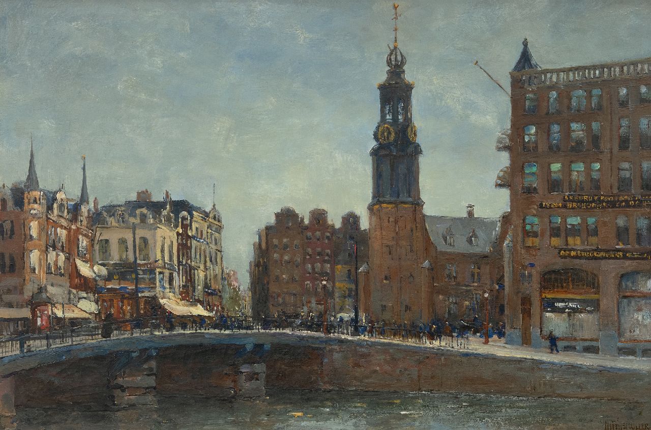 Wijsmuller J.H.  | Jan Hillebrand Wijsmuller, Ansicht auf De Munt, Amsterdam, Öl auf Leinwand 40,7 x 60,8 cm, Unterzeichnet r.u.